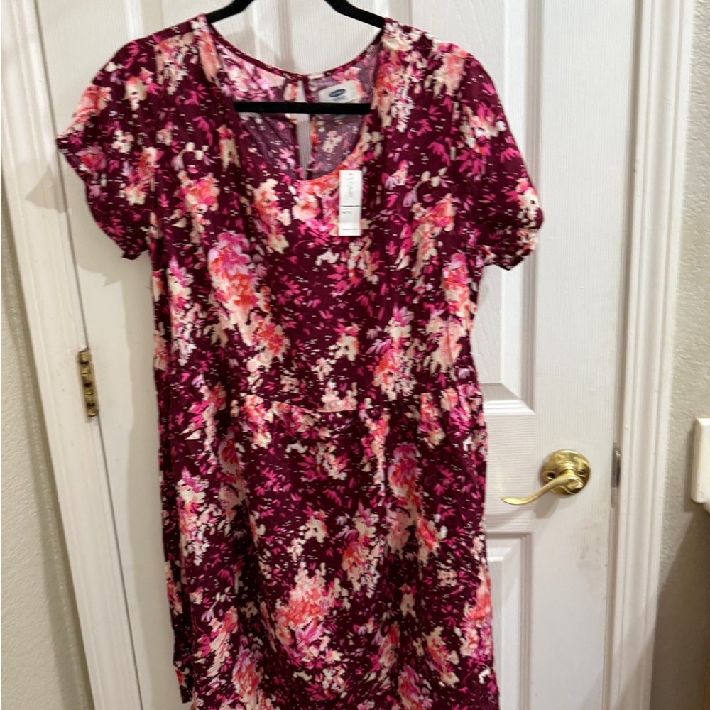 Old Navy Red and Pink Ruffled A-line Dress NWT